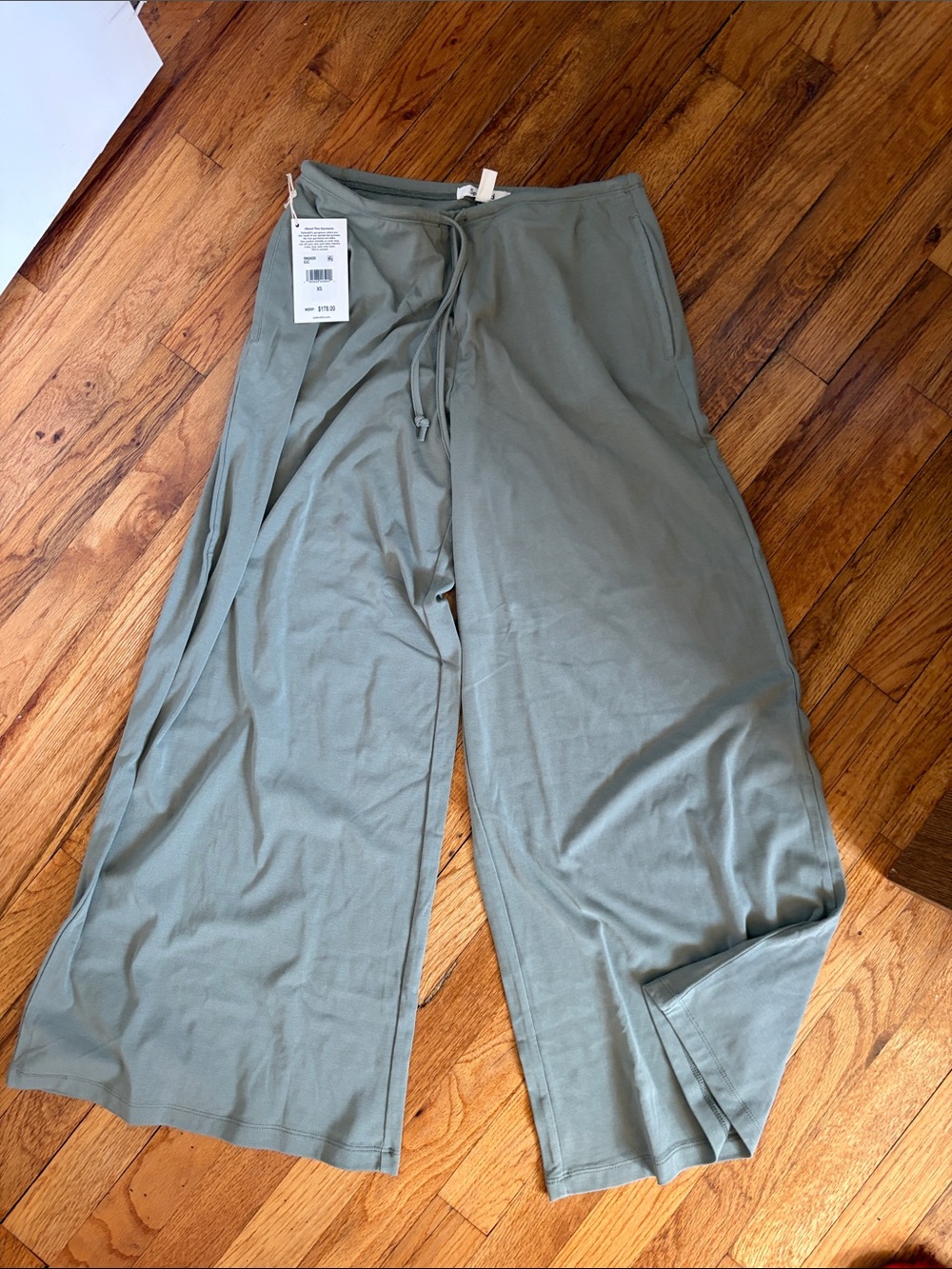 Splendid Wide-Leg Tie-Waist Pants in Sage Green
